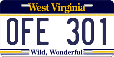 WV license plate OFE301