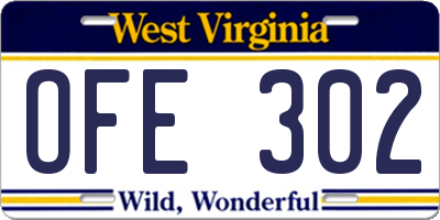 WV license plate OFE302