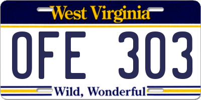 WV license plate OFE303