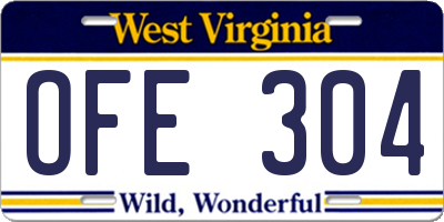 WV license plate OFE304