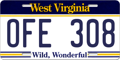 WV license plate OFE308
