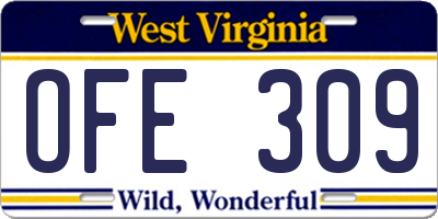 WV license plate OFE309