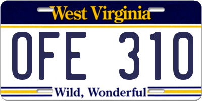WV license plate OFE310