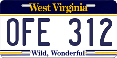 WV license plate OFE312