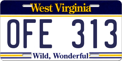 WV license plate OFE313