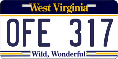 WV license plate OFE317