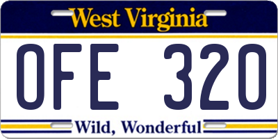 WV license plate OFE320