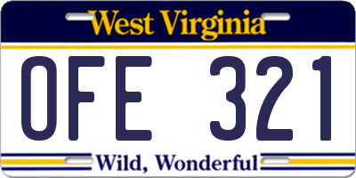 WV license plate OFE321