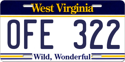 WV license plate OFE322