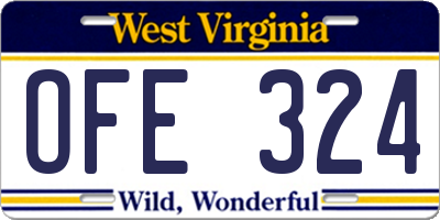 WV license plate OFE324