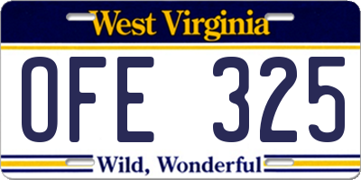 WV license plate OFE325