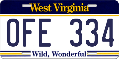 WV license plate OFE334