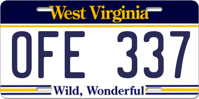 WV license plate OFE337