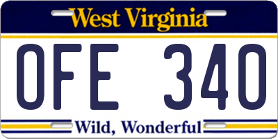 WV license plate OFE340