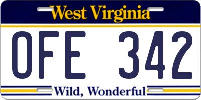 WV license plate OFE342