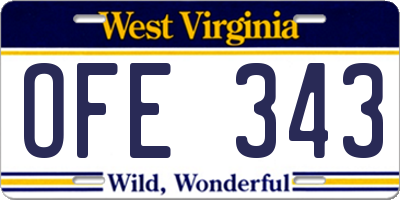 WV license plate OFE343