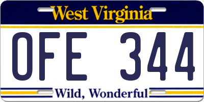 WV license plate OFE344