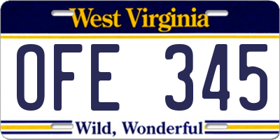 WV license plate OFE345