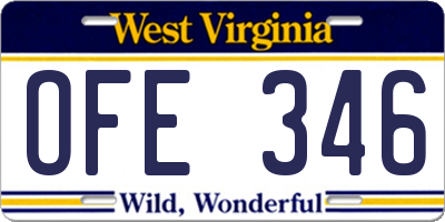 WV license plate OFE346