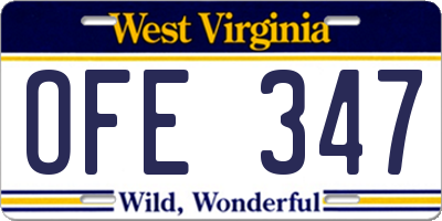 WV license plate OFE347