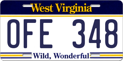 WV license plate OFE348