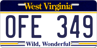 WV license plate OFE349