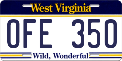 WV license plate OFE350