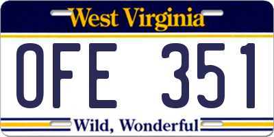 WV license plate OFE351