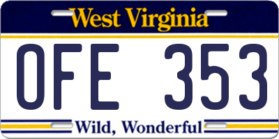 WV license plate OFE353
