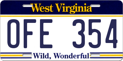 WV license plate OFE354