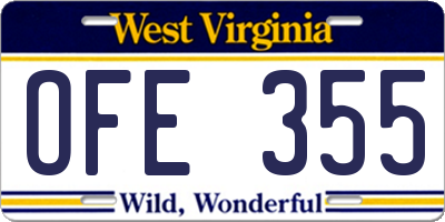WV license plate OFE355