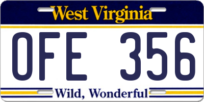 WV license plate OFE356