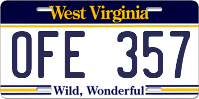 WV license plate OFE357