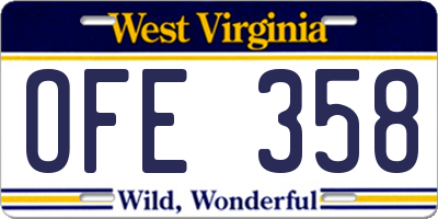 WV license plate OFE358