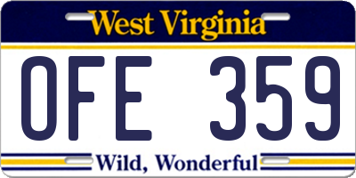 WV license plate OFE359