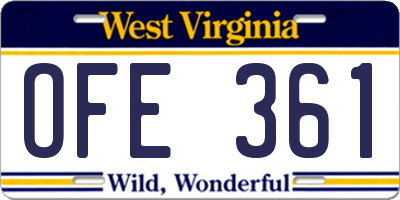 WV license plate OFE361