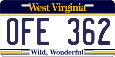 WV license plate OFE362