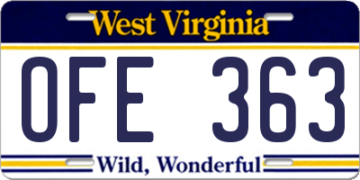 WV license plate OFE363