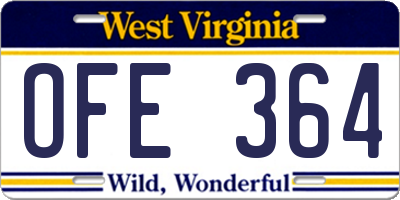 WV license plate OFE364