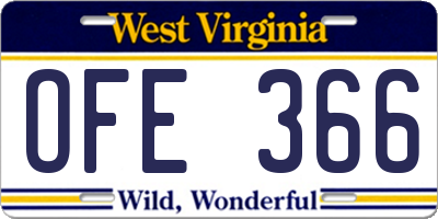 WV license plate OFE366