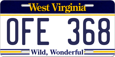WV license plate OFE368