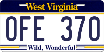 WV license plate OFE370