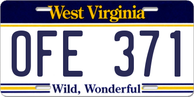 WV license plate OFE371
