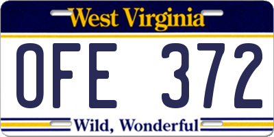 WV license plate OFE372
