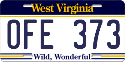 WV license plate OFE373