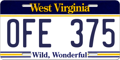 WV license plate OFE375