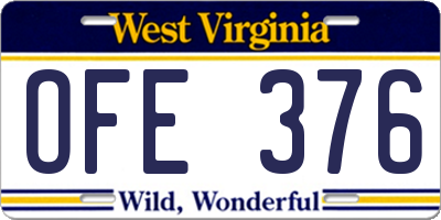 WV license plate OFE376