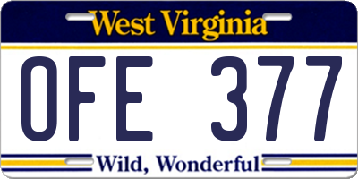 WV license plate OFE377
