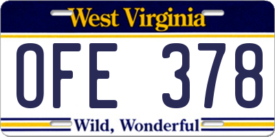 WV license plate OFE378