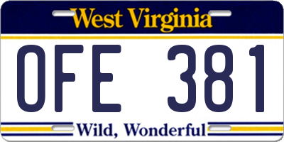 WV license plate OFE381